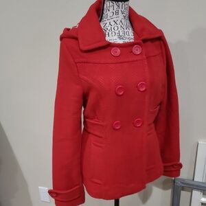 Therapy by Lane Crawford Red Wool Blend Hooded Jacket girls XL Jr's. SM med. ***